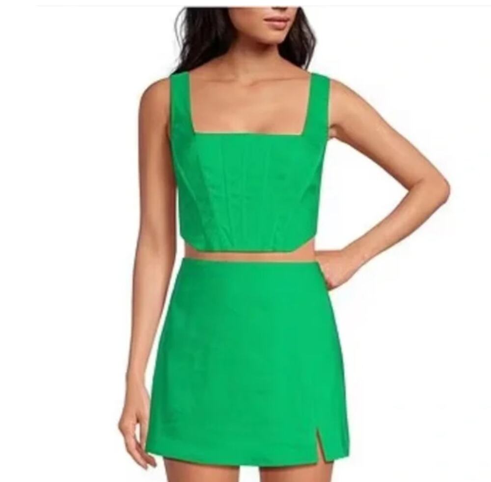 Gianni Bini Michelle Linen Blend Square Neck Sleeveless Corset Top, Sz 8 -- NWT